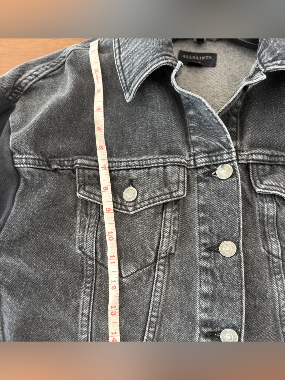 AllSaints Anders Mixed Media Cropped Denim Jacket: XS - Picture 13 of 13